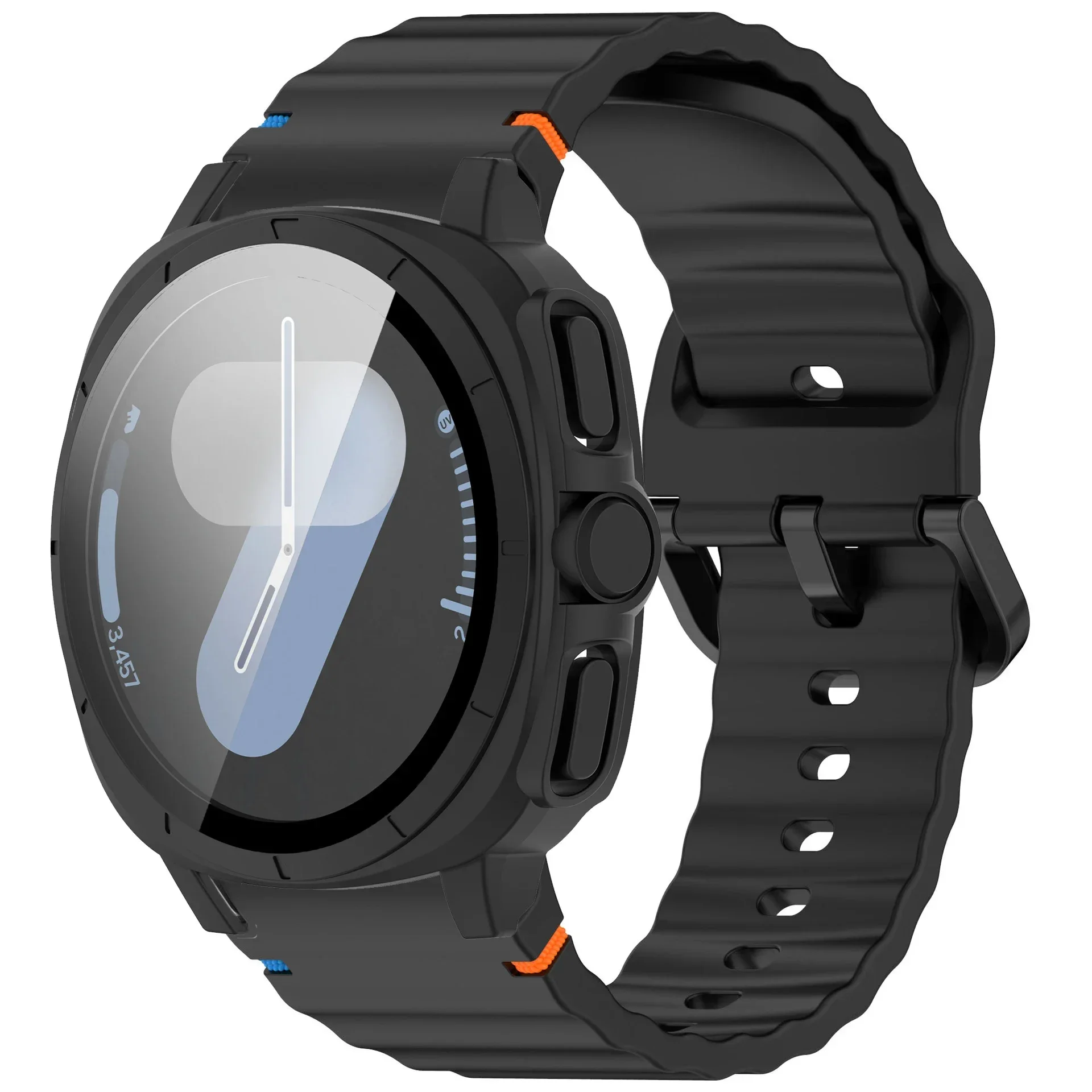 2-in-1-Gehäuse + Armband für Samsung Galaxy Watch 7 40 mm 44 mm Aussehen Upgrade Ultra 47 mm für Galaxy 7 Sports-Silikonarmband – Detail 12