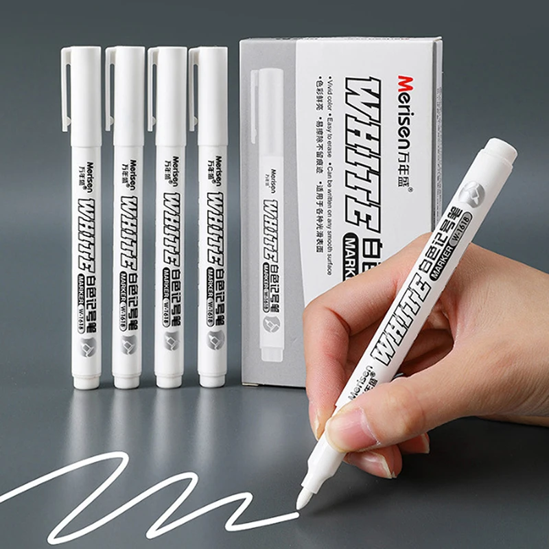 White Marker Pen Alcohol Paint Oily Waterproof Tire Painting Graffiti Pens Permanent Gel Pen for Fabric Wood Leather Marker 12 24 colors paint ceramic marker pens rock glass porcelain mug wood fabric canvas diy metallic marker graffiti christmas presen