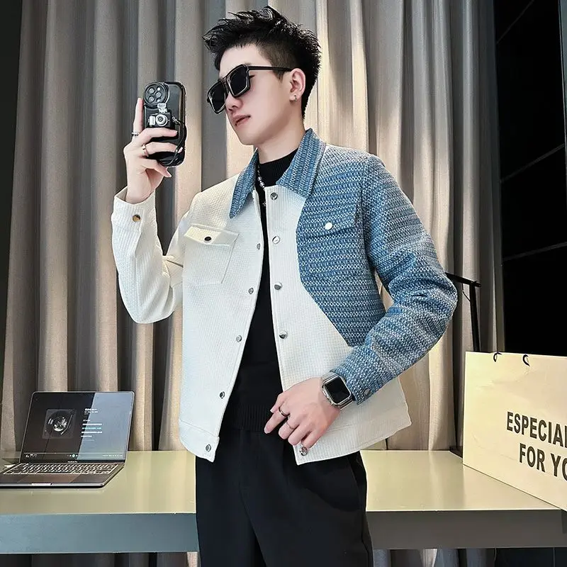Autumn Winter KPOP Fashion Style Harajuku Slim Fit Tops Loose All Match Casual Lapel Denim Clothing Patchwork Pockets Outerwear