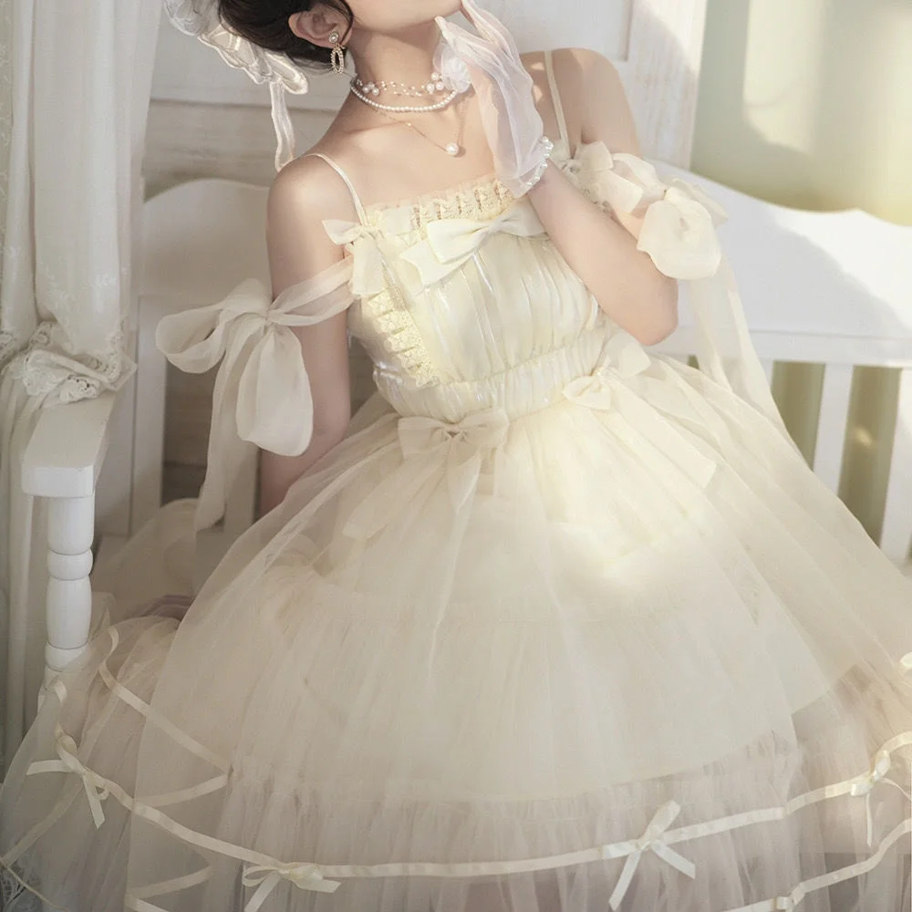 

Starlight Ballet Dream White Flower Wedding Luxury Sling Dress Elegant Lolita Dresses for Girls Lolita Skirts