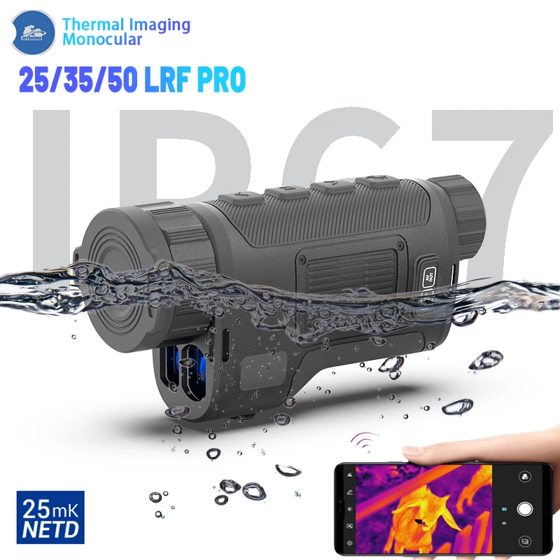 IR 384×288 Built Laser Rangefinder Pseudo Color Heat Imaging Hotspot Tracking Hunting Searching 25/35pro 50LRF Thermal Monocular