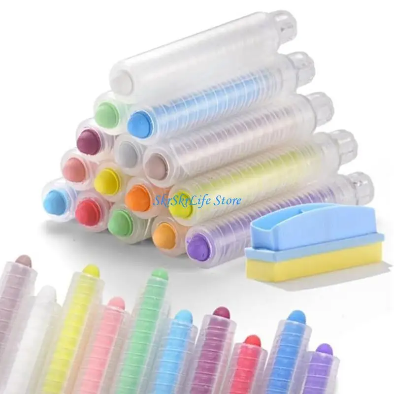 E65E 15Pcs 칠판 칠판용 홀더가 있는 먼지가 없는 분필 화이트보드 지우개