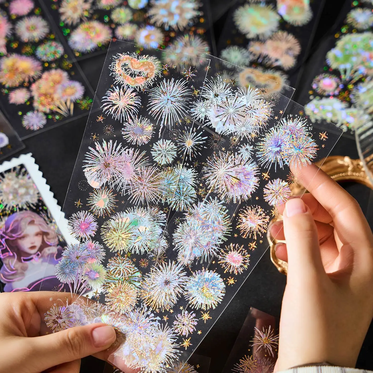 Decorative PET Adhesive Stickers for Scrapbooking and Journaling - 3 Sheets