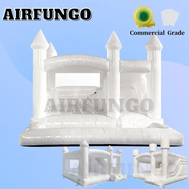 Hot Sale Bounce House For Wedding Inflatable White Bounce Houses Wedding Bouncy Castle Air Bouncer Combo For Kids Adults Party 1
