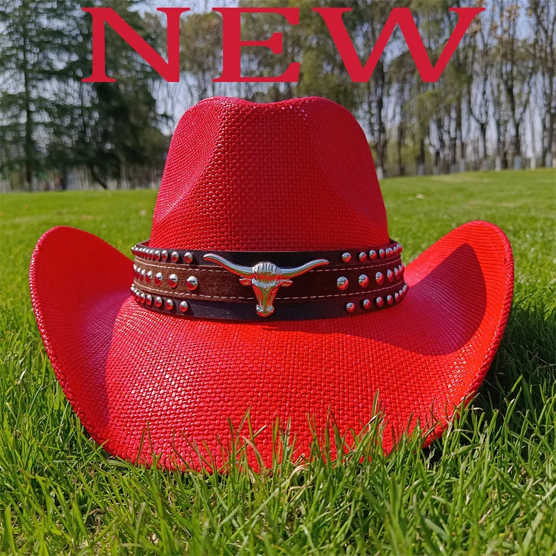 Generisch 2025 Western Denim Curved Top Hat Chapeau En Laine à Grand