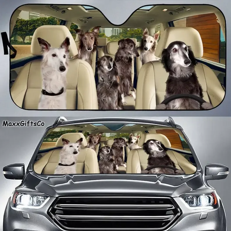 

Silken Windhound Car Sun Shade, Dogs Windshield, Dogs Family Sunshade, Dog Car Accessories, Car Decoration, Gift For Dad, Mom