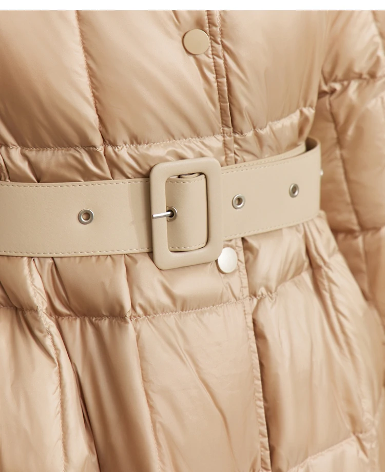 AMII Minimalism Down Jacket Women 2022 Winter New Commuter Fashion Belt Design Solid Warm Antistatic Long Clothing Tops 12241180