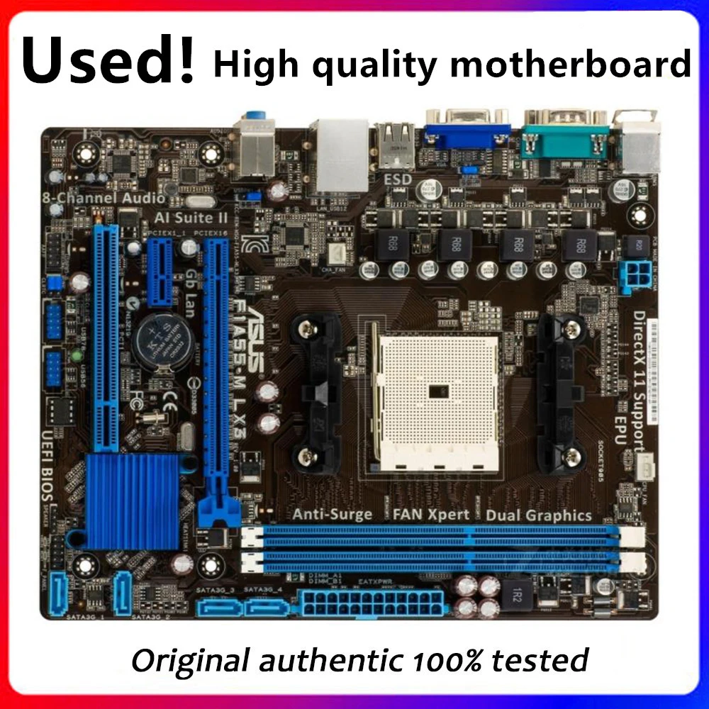 

For ASUS F1A55-M LX3 / F1A55-M LX3 R2.0 Motherboard Socket FM1 DDR3 A55 Original Desktop Mainboard SATA II Used Mainboard