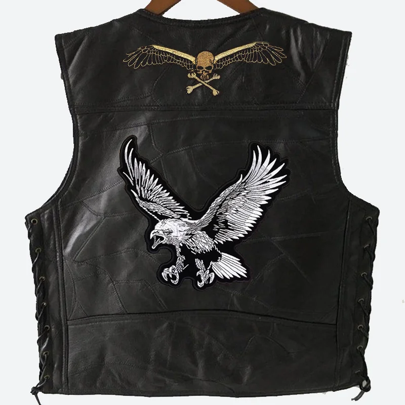 

2024 Men Biker Vest Hip Hop Jacket Retro Locomotive Genuine Sheepskin Leather Motorcycle Sleeveless Vests Mens Clothing