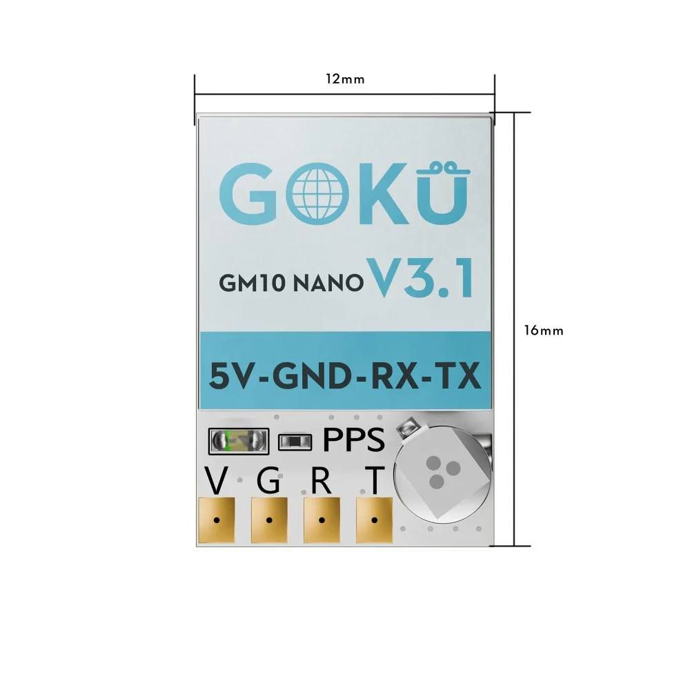 Module GPS FLYWOO GOKU GM10 Nano V3.1 M10, installé sur un drone FPV avec câble de connexion