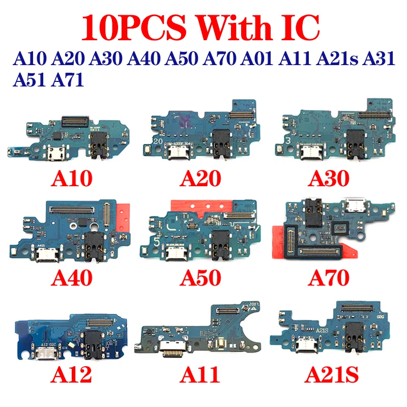 

10PCS USB Charging Board Port Dock Connector Flex Cable For Samsung Galaxy A10 A20 A30 A40 A50 A70 A01 A11 A21s A31 A51 A71