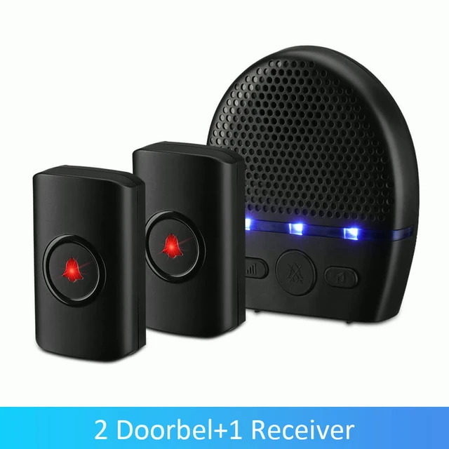 WSDCAM Wireless Doorbell Waterproof 300M Remote LED Flash Security Alarm Outdoor House Welcome Bell Smart Home Door Bell Chime A SET