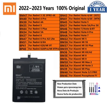 Xiaomi Original Redmi Hongmi Mi Max 2 A2 3 3 4 4A 4X K20 5 5A 5X 5S 6 6X 7 8 8A 9 라이트 플러스 프로 Pocophone F1 전화 배터리