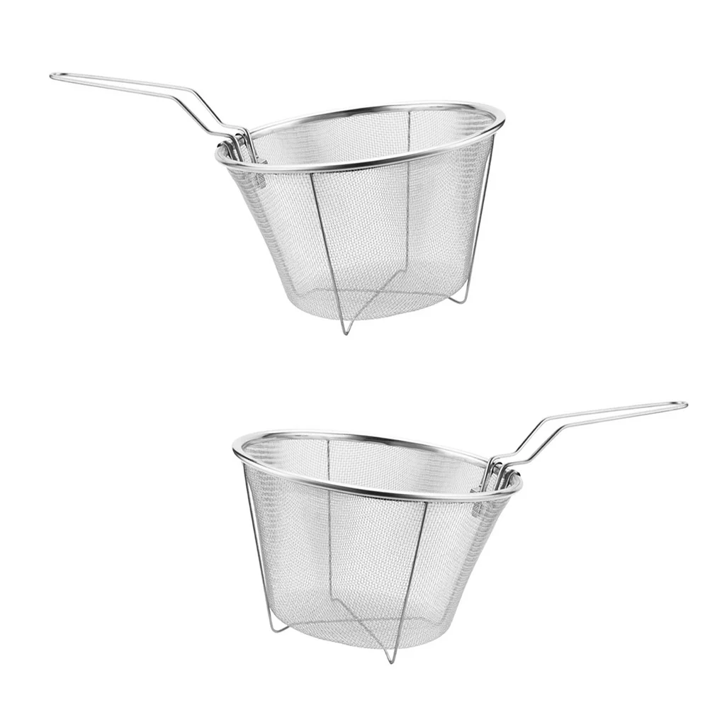 

Hemoton Kitchen Wire Skimmer Mesh Colander Stainless Steel Fryer Basket Deep Fry Basket Handle Fryer Strainer Wire Skimmer