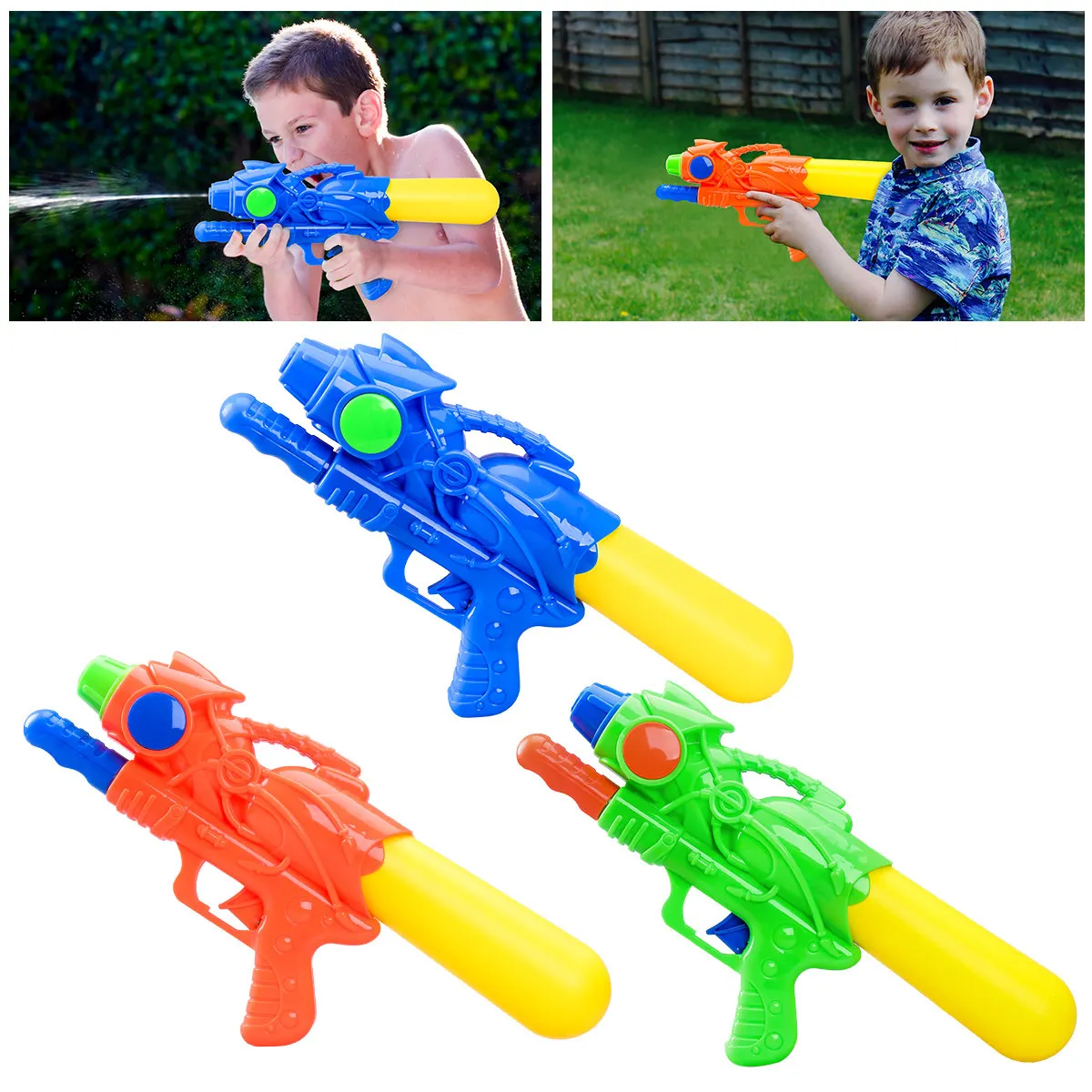 3Pcs 물총 33Cm 강력한 분사 거리 인체 공학적 디자인 어린이를위한 원활한 씰 물놀이 여름 재미