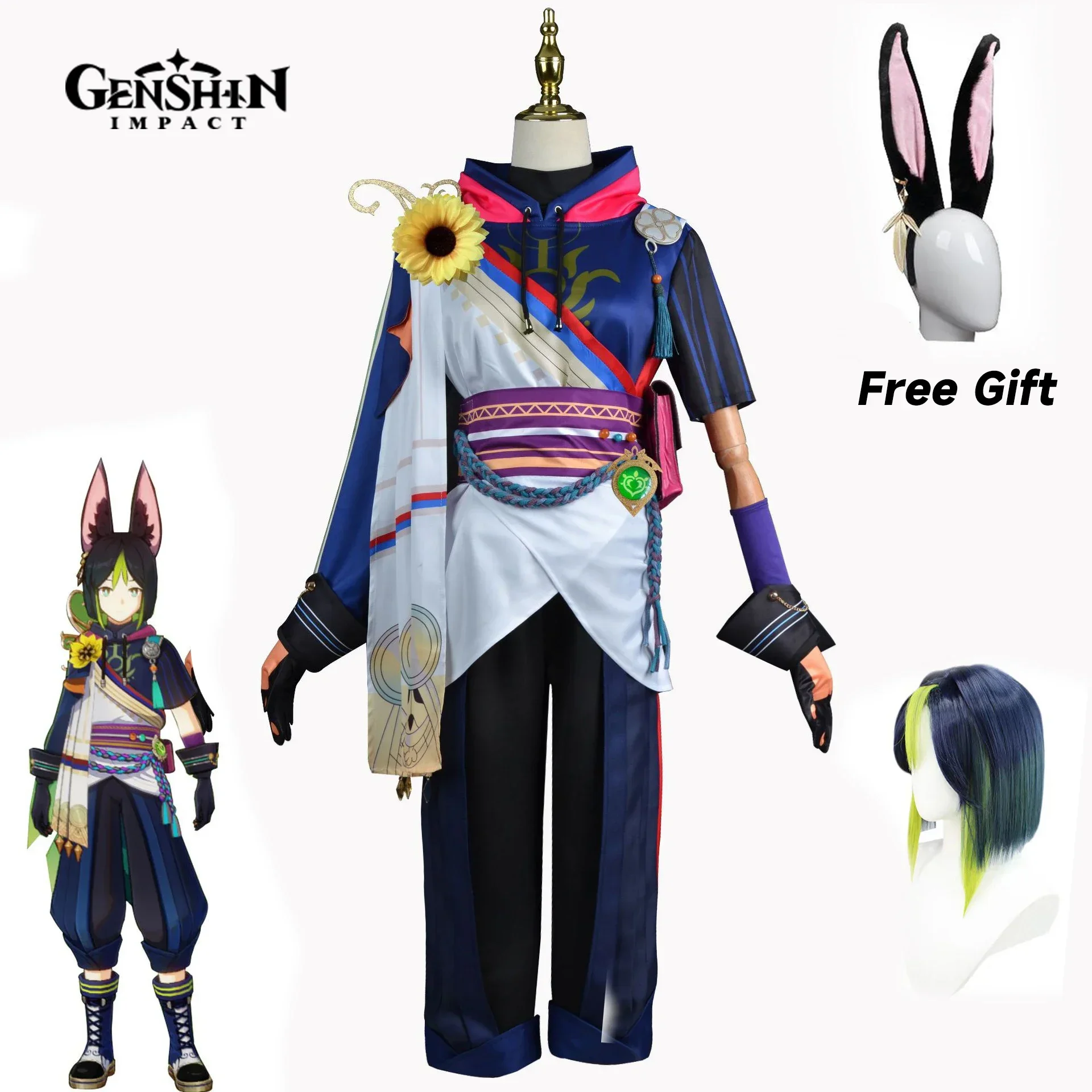 

Tighnari Cosplay Costume Genshin Impact Dress Uniform Game Role Play Outfit for Halloween Christmas Tighnari wigs shoes suits