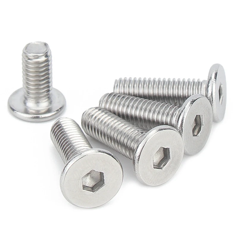 Stainless Steel Screws 10pcs/lot 304 stainless steel hexagonal CM screws ultra thin super flat wafer head bolts M1.6 M2 M2.5 M3 M4 M5 M6 M8