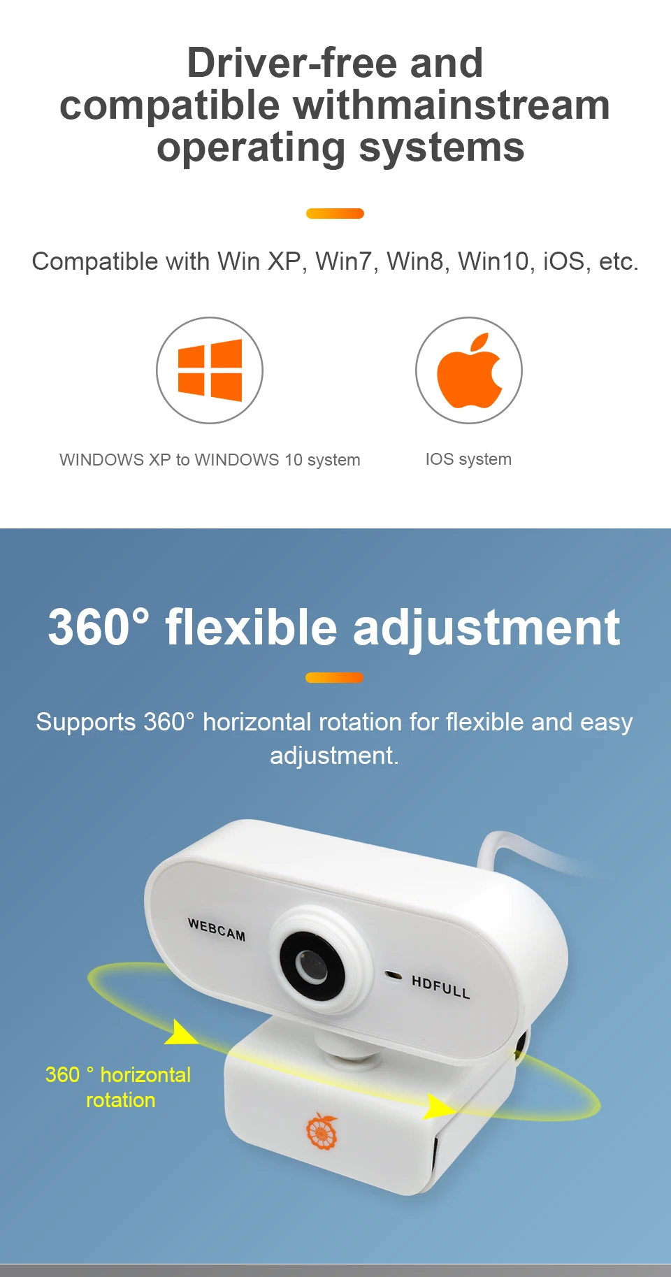 On Demand Orange Pi 1080P Mini HD Camera 360 Horizontal Rotation with USB Interface Analogue Microphones,Compatible