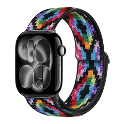 Versatile Nylon Loop Strap for Smartwatches - Adjustable and Comfortable Fit (Plaid illusion)