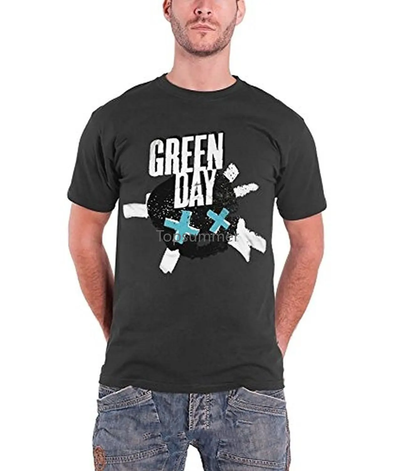

T Shirt Green Day Crossed Skull Men'S Fashion T-Shirt