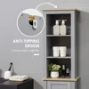 Kleankin Tall Grey Linen Tower Bathroom Storage Cabinet - 3 Tier Shelf 4