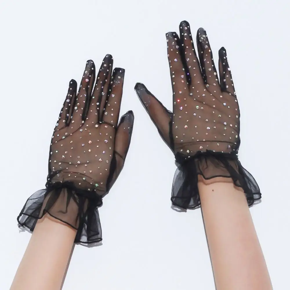 Vielseitige Retro-Spitzen-Handgelenkhandschuhe, florale, dünne, transparente Handschuhe, elegante kurze Handschuhe für Damen – Detail 5