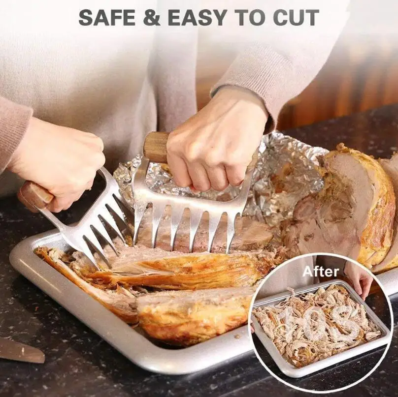 Outdoor Barbecue Fork Shredde Bear Claws Pull Shred Pork Meat Clamp Manual Roasting Fork Kitchen Tool Accessories BBQ Tools 1pc