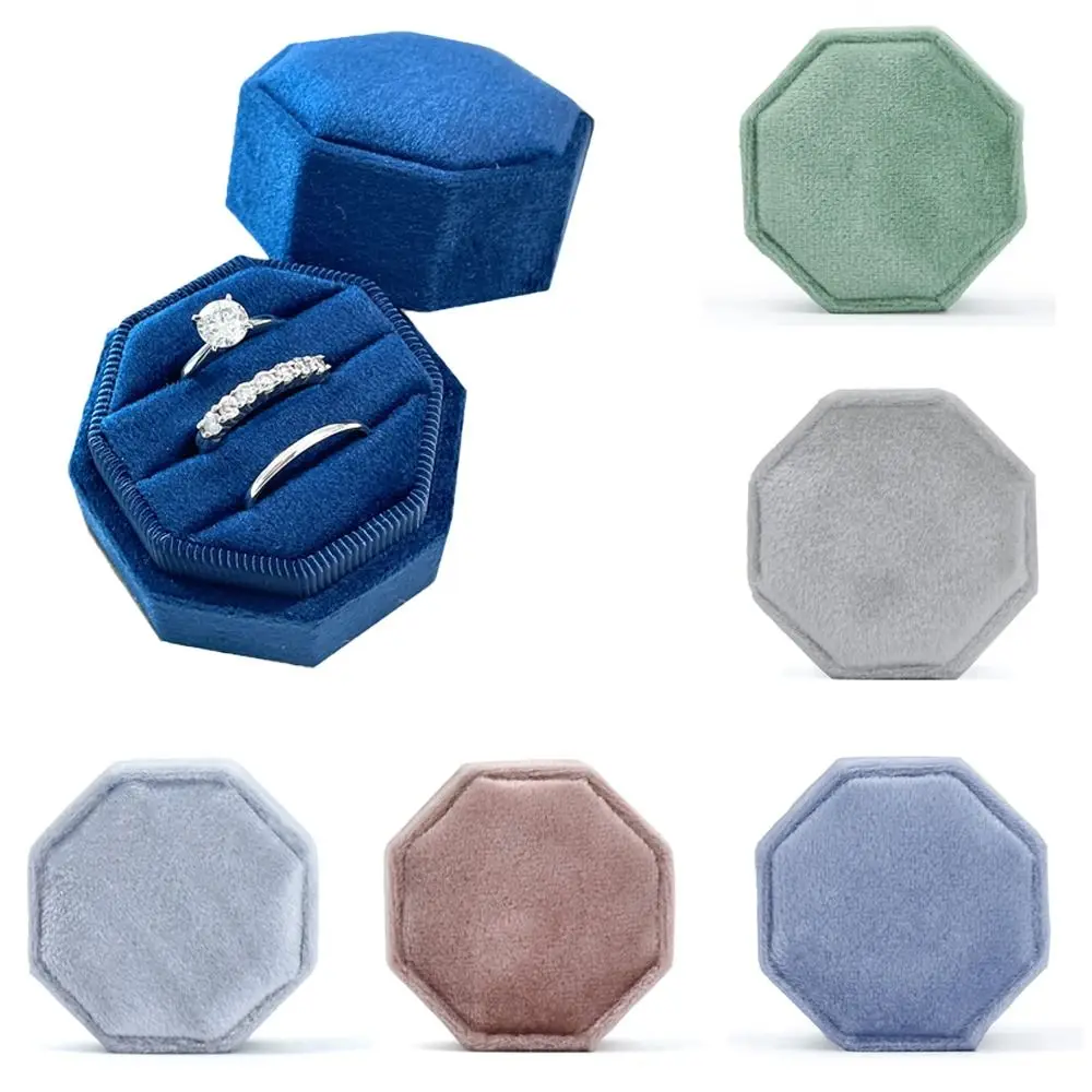 

Durable Octagonal Wedding Velvet Jewelry Box Ring Storage Box Display Box With Detachable Lid