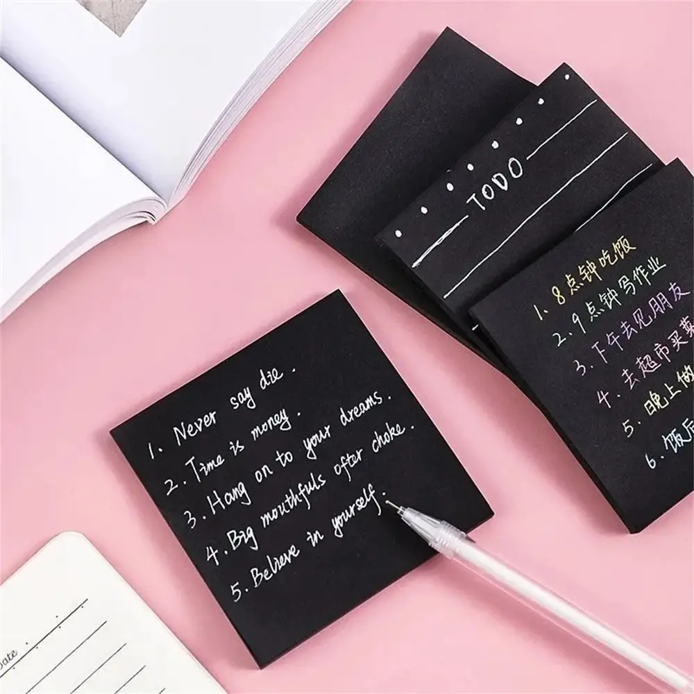 

50 Sheets Black Sticky Notes Self-Stick Notes Pads Easy Post Notes For Office School Home Self-adhesive Memo Pad