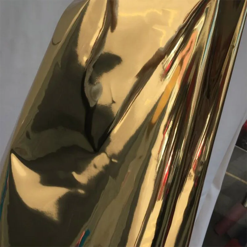 Shiny gold/silver mirror PU faux leather fabric metallic designer fabric sewing DIY design costumes/dress clothing
