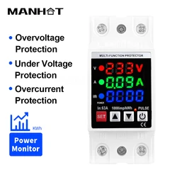 Enhanced Circuit Breaker with Adjustable Over/Under Voltage Protection & Built - in Display - 63A Adjustable