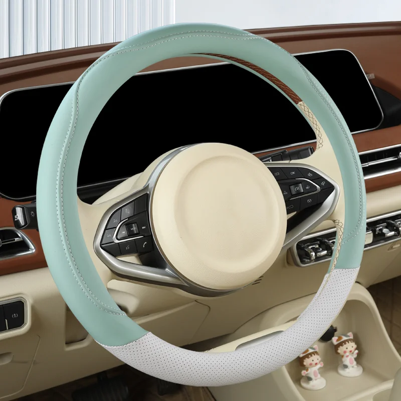 Nuovo coprivolante per auto, semplice coprimanubrio in pelle sottile per quattro stagioni, copertura protettiva antiscivolo, resistente all'usura e assorbente del sudore - Image 3