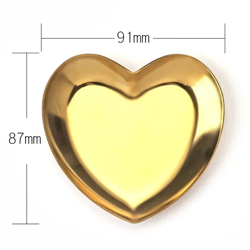 Heart Shape Golden Storage Tray Home Decoration Accessories Metal Jewelry Display Plate Iron Fruit Plate For Kitchen Orgainzer 5