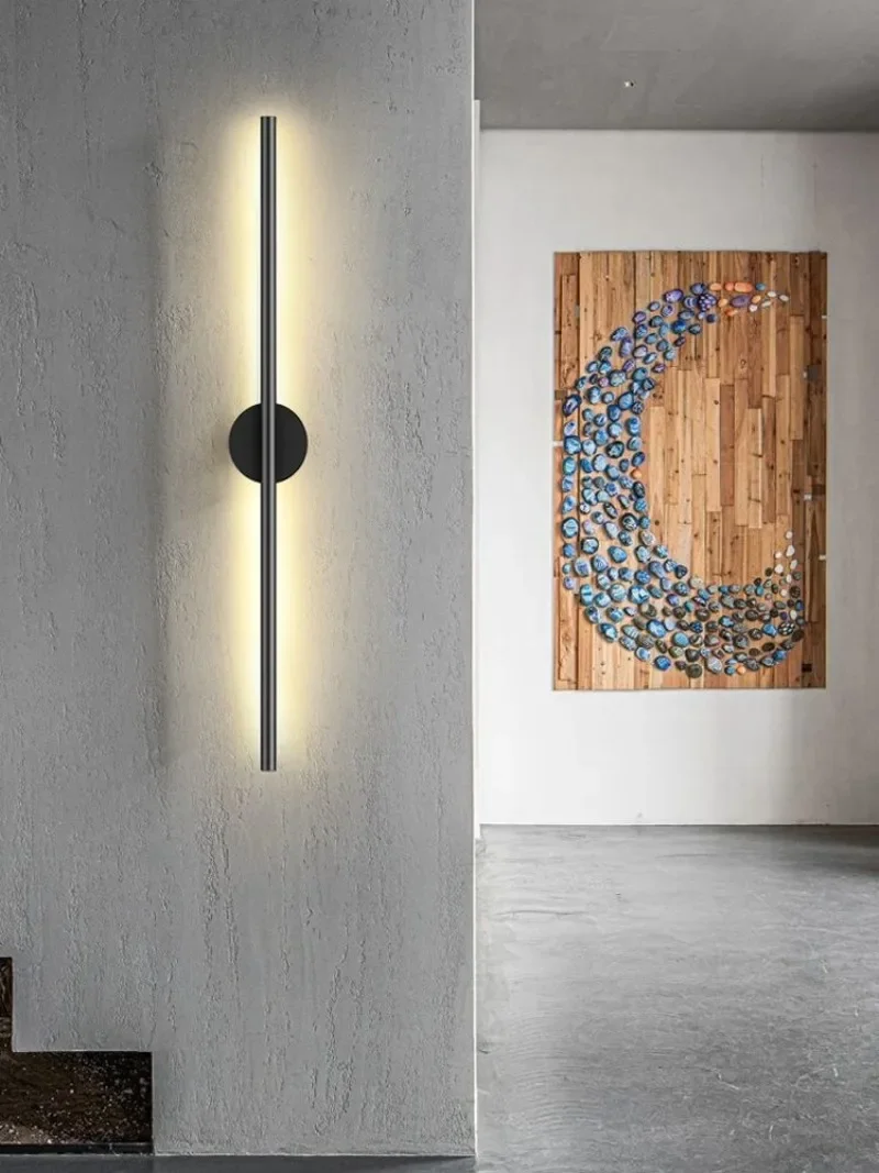 Description Picture 2 of itemLong LED Wall Lamp Modern Gold Black LED Wall Sconce Living Room Bedroom Background Stair Indoor Home Decoration Wall Light