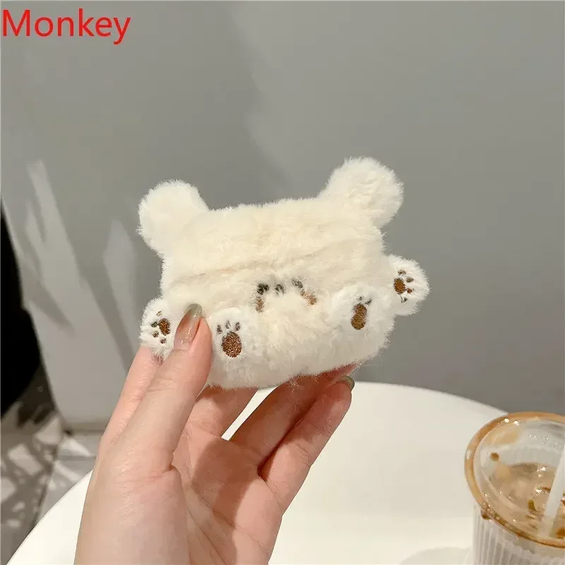 Cute Brown Bear Fur Dog Earphone Cases For Apple Air Pods Pro
