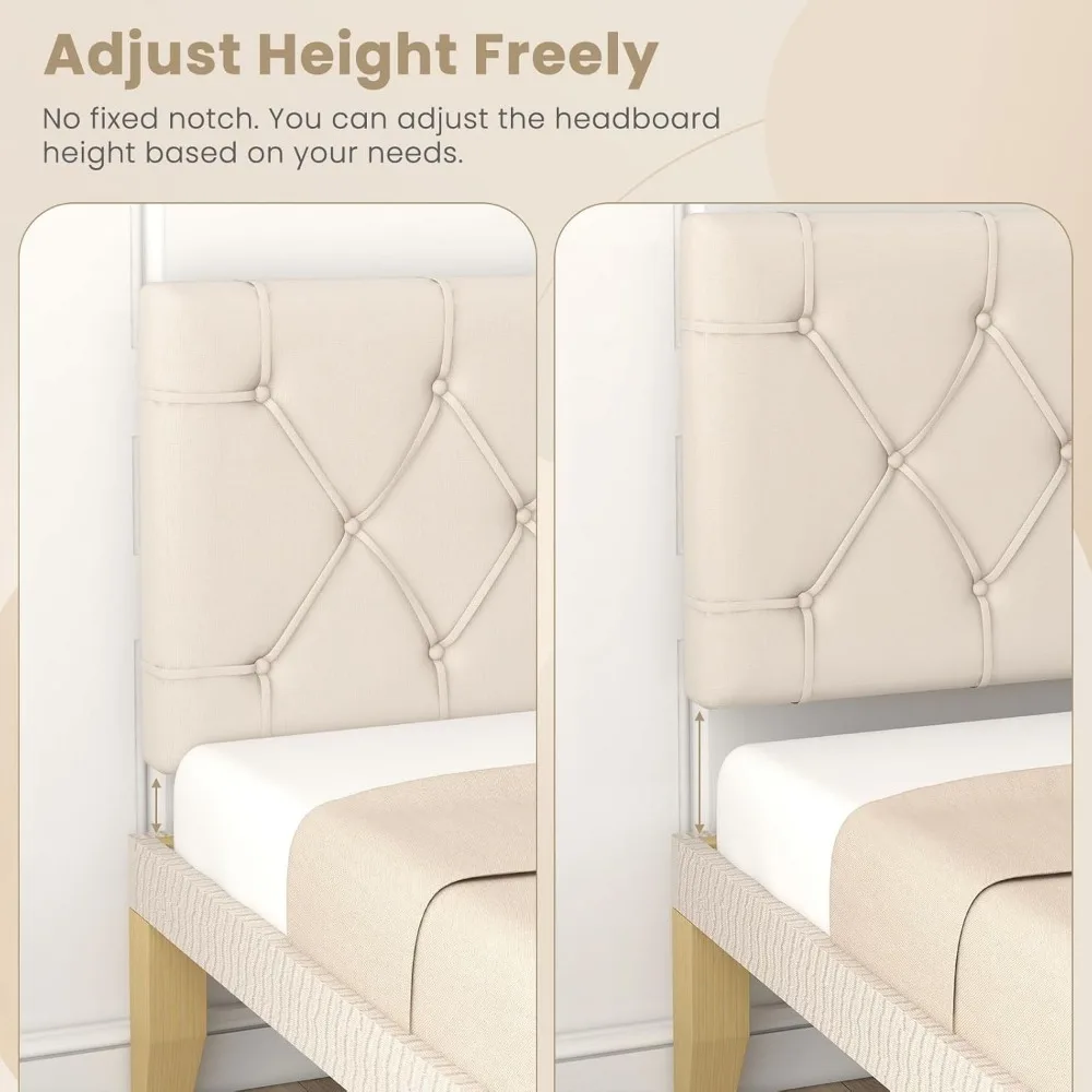 Twin XL Size Bed, Wall Mounted Twin Headboard Only, Modern Button Tufted for Dorm Bedroom, Attachment Device, Headboards 6