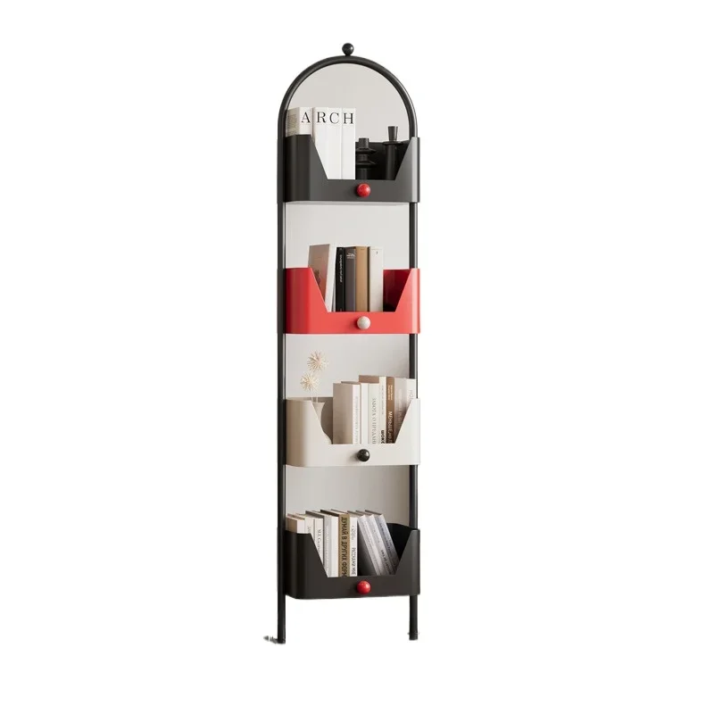 Bookshelf living room wrought iron wall corner storage narrow cabinet display snack rack