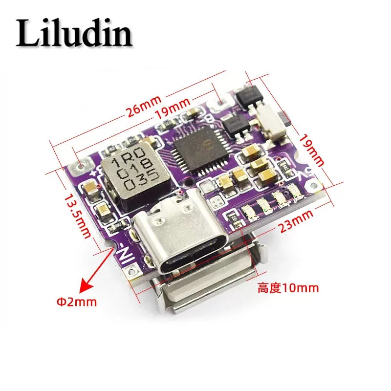 Type-C USB 5V 3.1A Boost Converter modulo di alimentazione Step-Up IP5310 accessori per Power Bank mobili con interruttore indicatore LED Type-C U - immagine 4