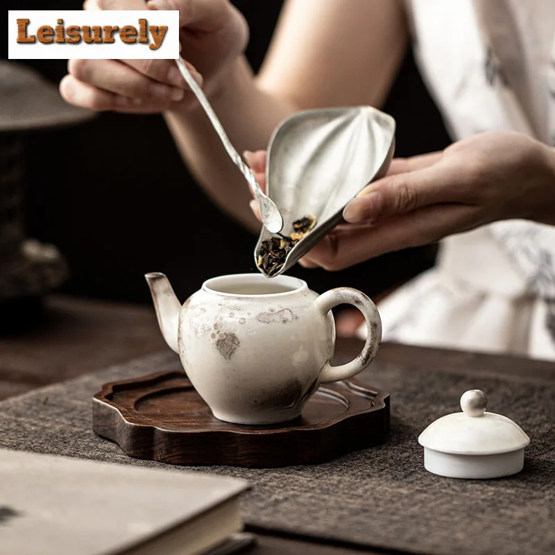 110ml Ink Painting Zhiye Roasting Teapot Vintage Tea Infuser Pot Tea Maker Kettle With Ball Hole Tea Ceremony Ornaments Supplies