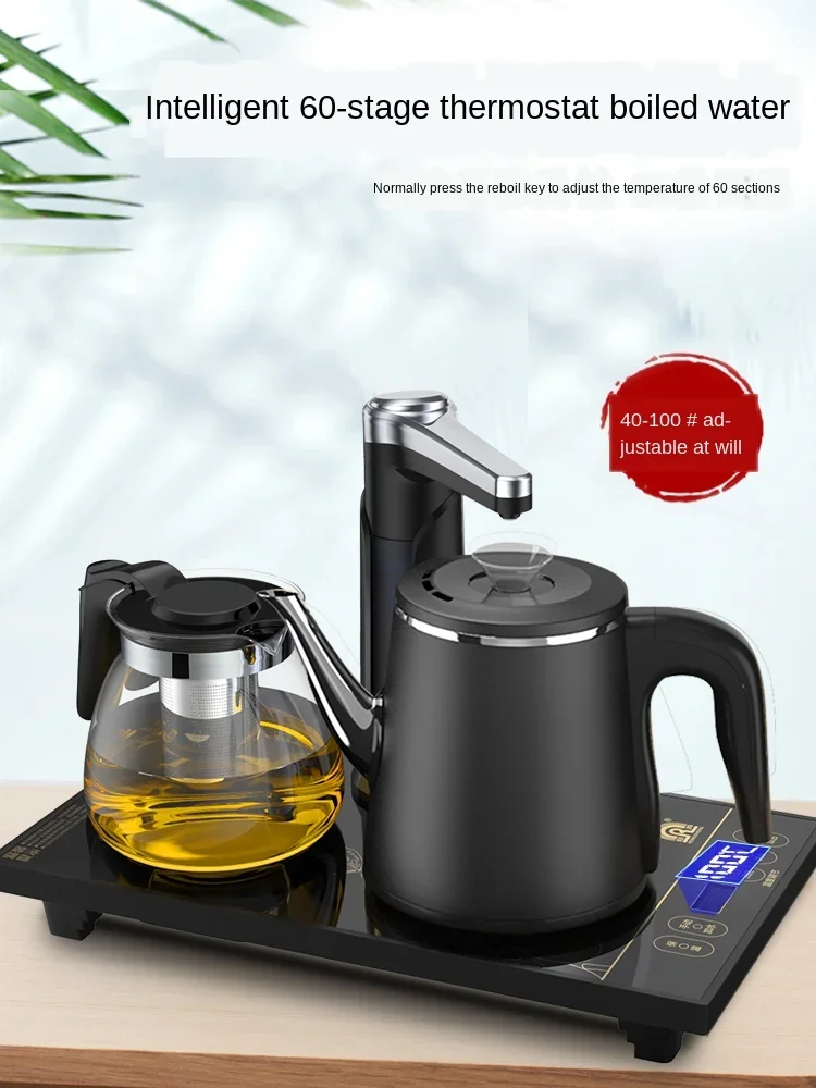 304 stainless steel automatic water supply electric kettle intelligent temperature regulating tea table integrated tea set panel 5