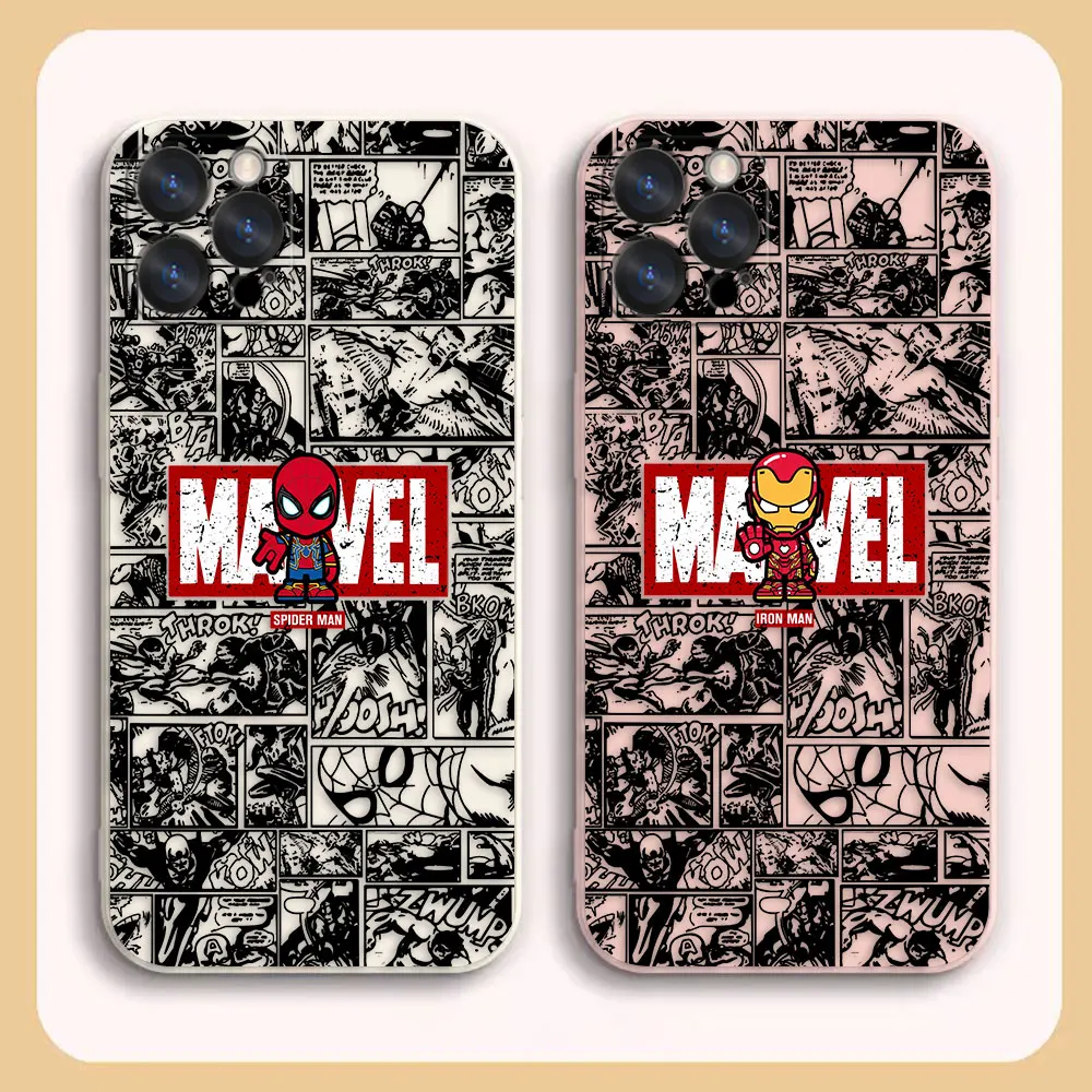 thumbnail image 2 of Case For iPhone 14 13 12 11 Pro XS Max Mini X XR 7 8 6 6S Plus Colour Simple Liquid Silicone Case Marvel Iron Spider-Man Comics, 2 of 5