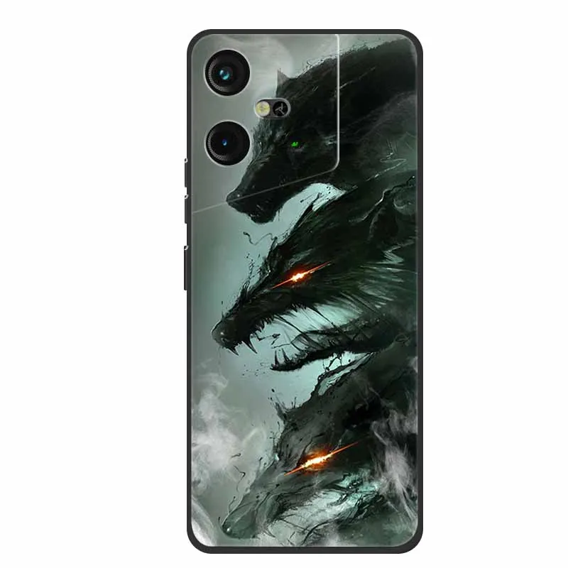Luxury Soft Silicone TPU Phone Back Cover with Animal Wolf Design