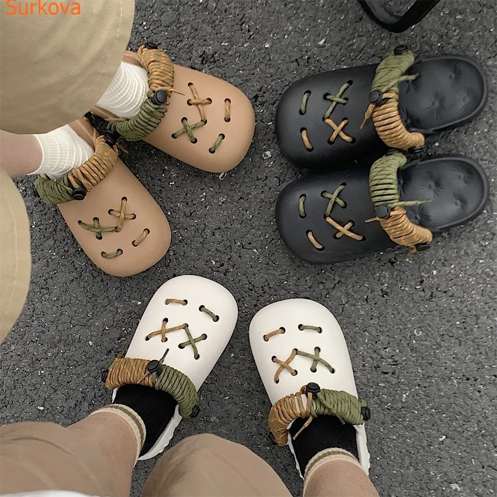 

Hollow Round Toe Weave Women Slippers Flat with Summer Fashion Casual Comfortable Mixed Color 2023 New Arrivals Women Shoes