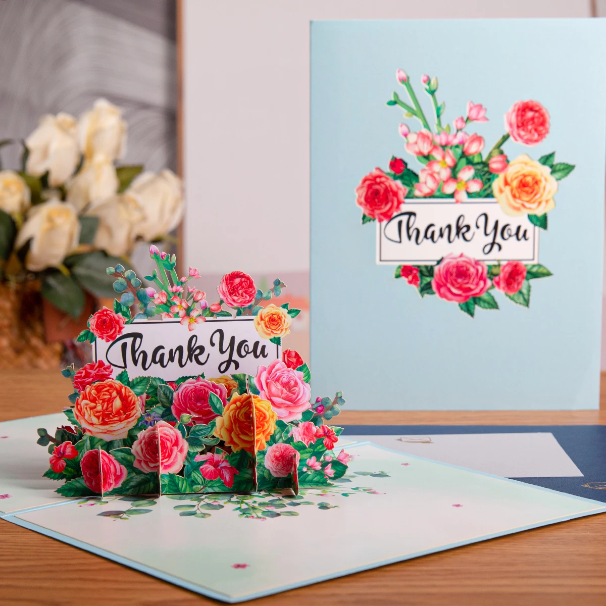 3D Thank You Card Pop-up with Envelope for Small Business Kids Wedding Baby Shower Mothers Day Fathers Day Greeting Cards