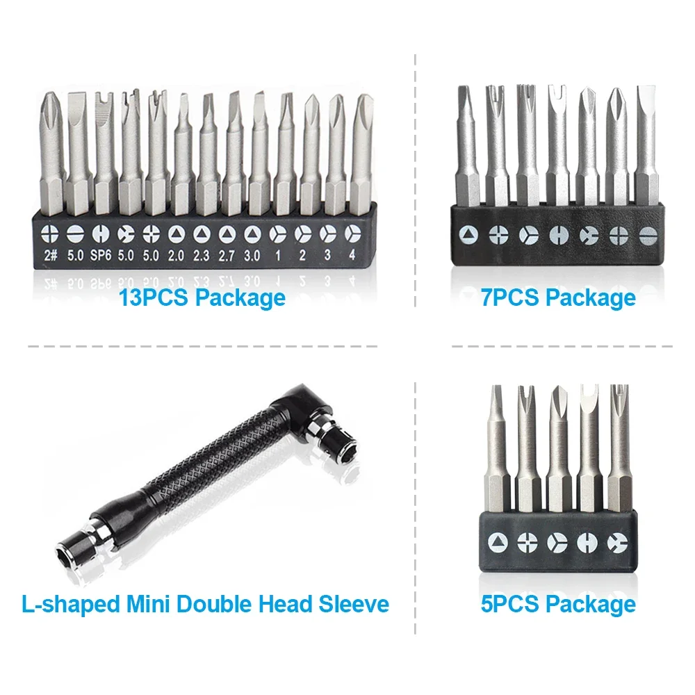 Versatile Screwdriver Bit Tool Kit with Unique Shapes and Styles