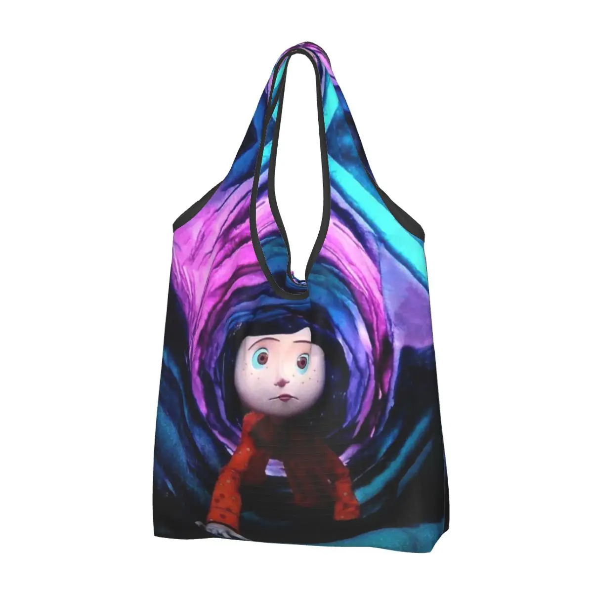 

Пользовательская переработка, Хэллоуин, Ужасный фильм, сумка для покупок Coraline, женская сумка-тоут, портативные сумки для покупок для продуктов