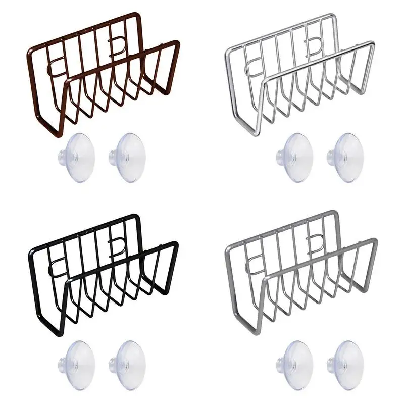 

Kitchen Sink Suction Holder Stainless Steel Punch Free Dish Drying Stand Wall Mounted Kitchen Dishcloth Drain Organizer Rack