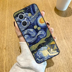 Van Gogh's The Starry Night Artistic Cat Phone Case Cover for OPPO Reno6 Lite (QQ4483)