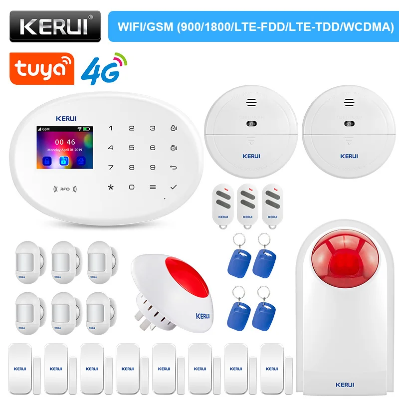 

KERUI W204 Alarm System 4G WIFI GSM 433MHz Wirelss Home Alarm Support Alexa Smart Life Motion Sensor Door Sensor IP Camera