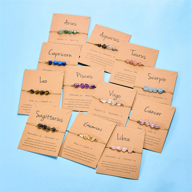 12 Zodiac Sign Homme Constellation Bangles Men Cancer Virgo Leo Natural Stone Handmade Card Bracelet Women Friendship Jewelry 1 12 Zodiac Sign Homme Constellation Bangles Men Cancer Virgo Leo Natural Stone Handmade Card Bracelet Women Friendship Jewelry 1
